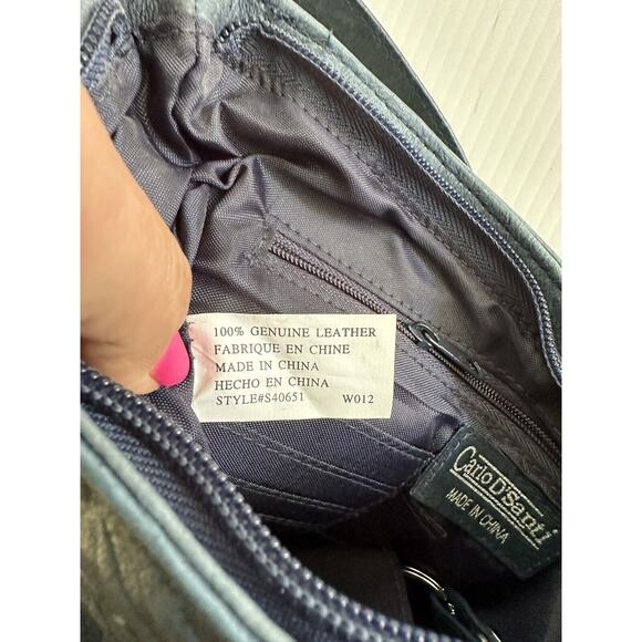 Vintage Carlo D'Santi Geanuine Leather Blue Shoulder BagTooled Leather Handbag - Picture 16 of 16